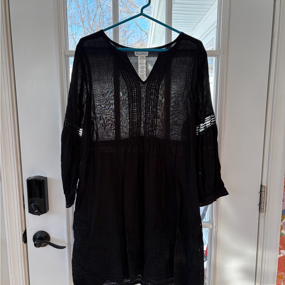 Tommy Bahama Black Lace V-Neck Top